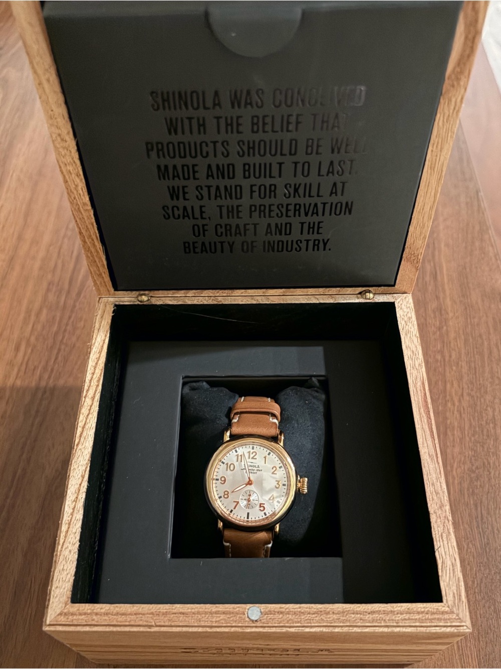 Shinola Women’s Runwell Gold Case Watch with Tan Leather Strap
